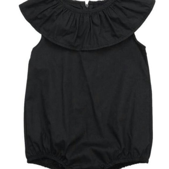 Baby Black Bubble Ruffle Top Romper - Picture 2 of 5